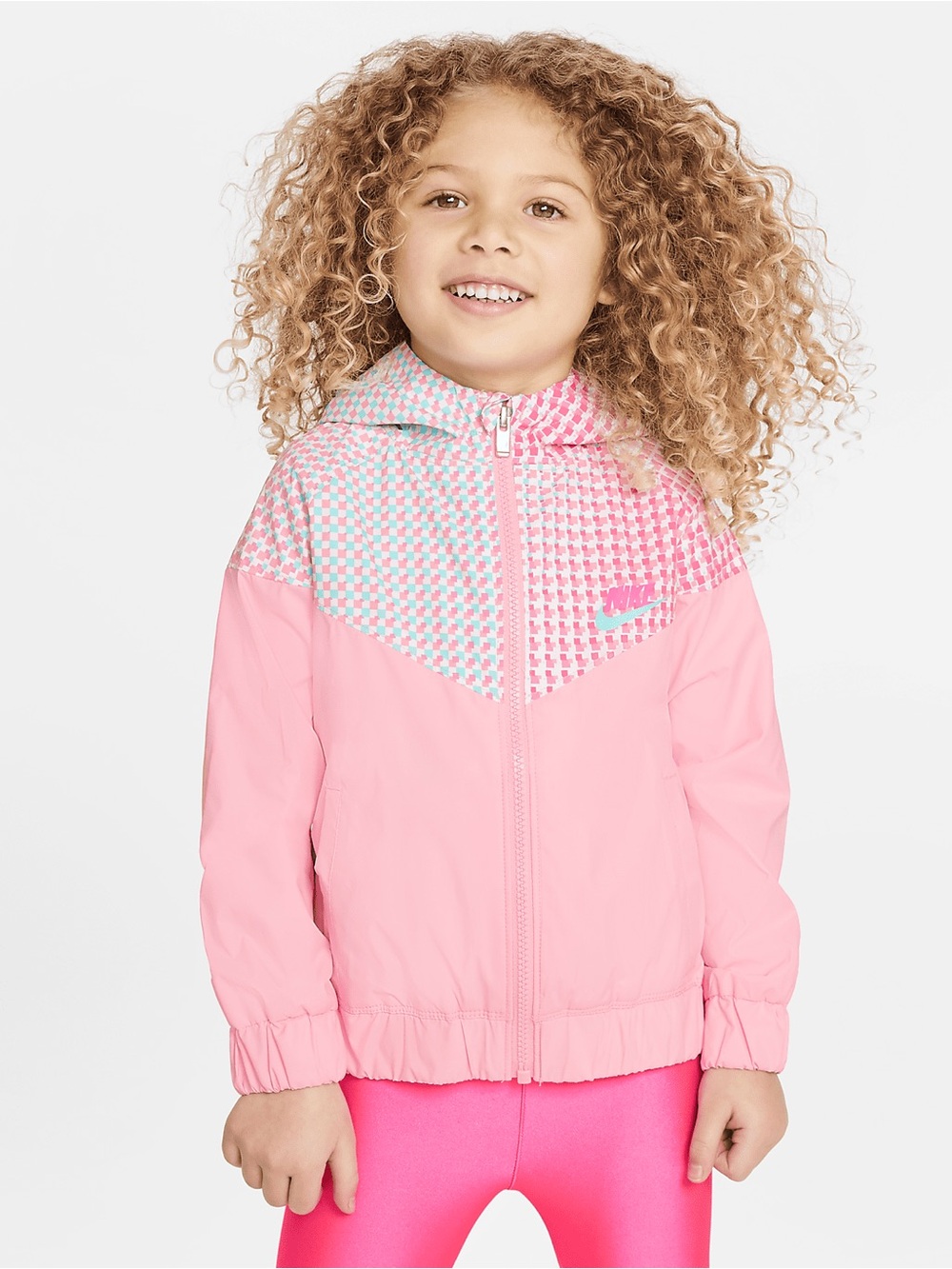 Nike Pink and Teal Hooded Windbreaker